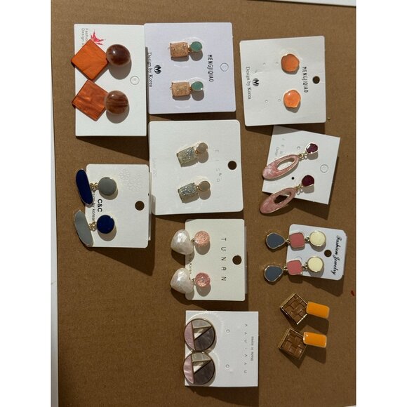 Beonon Earrings Set for Women 10 Pairs Geometric Drop Oil Earrings - Picture 2 of 7